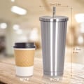 Miniatyrbillede 6 af 7: Aiboria 750ml / 25oz rustfrit rejsekrus i rustfrit stål med sugerør og låg