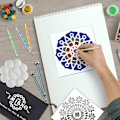 Pikkukuva 5 / 5: Mandala-pistetyökalujen ja -stensiilien sarja, maalauskivien piirtämiseen, lasten askarteluun, kynsien koristeluun