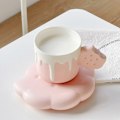 Miniatyrbillede 4 af 5: Kreative søde krus og underkop sæt i form af kiks, keramisk kaffekrus til kontor og hjem, 7,4 oz/220 ML til te, latte, mælk