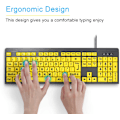 Miniatyrbillede 5 af 5: Stor trykt computertastatur (gul+sort)
