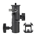 Miniatyrbilde 2 av 2: Svingbar Tri Hot Shoe-montering Adapter Blitzlysstativholder Brakett E-montering Støtte