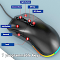 Miniatyrbillede 4 af 8: Trådløs mus med dobbelt tilstand, programmerbare knapper, RGB-baggrundsbelysning, justerbar DPI, ergonomisk gamingmus til spil, kontor og studie