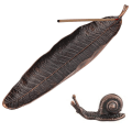 Miniatyrbillede 1 af 8: Holdbar Legering Blad Røgelseholder med Sød Snegl,