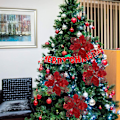 Miniatyrbillede 4 af 8: Toyvian 12 stk. Juletræspynt Glitter Poinsettia