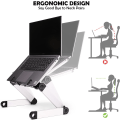 Miniatyrbilde 3 av 5: Høyde- og vinkeljusterbar bokstativ Ergonomisk stativ for tunge lærebøker og nettbrett, sammenleggbar (hvit)