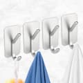 Self-adhesive wall hook, 4 self-adhesive hooks, wall hook, for kitchen, bathroom, office, kitchen hook for hanging towels, hats, keys, wa[TT] Silver upper and lower hooks