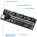 Miniatyrbild 2 av 8: PCI-E 1X till 16X V009S-PLUS Riser-kort & 6PIN SATA-strömkabel,