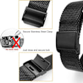 Miniatyrbild 7 av 8: Justerbart ersättningsarmband för klocka, andningsbart fällbart spänne, snabbkoppling, armband i rostfritt stål för Mi Band 8, svart