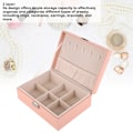 Miniatyrbillede 2 af 5: Smykkeæske Organizer 2 Lag Smykkeopbevaringsboks PU Læder Bærbar Ringe Øreringe Smykke Display Holder Pink