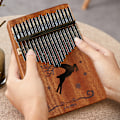 Miniatyrbillede 3 af 5: 17-tangenters kalimba tommelfingerklaver; stemmehammer, fingerdæksler, tangent
