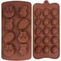 Miniatyrbillede 1 af 7: 2 stk. påske silikone chokoladeforme æg kanin kurv form