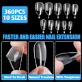 Miniatyrbillede 5 af 5: Mandelformede korte negletips, fuld dækkende negletips, forformede semi-matte tips negle gelé negletips - 360 stykker 10 størrelser, 4 stykker neglelim