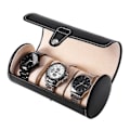Miniatyrbillede 1 af 8: 3 Gitter Cylinder Ur Rulleholder Ur Display Etui Smykker Gave Opbevaringsboks (Sort)