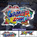 Miniatyrbild 4 av 5: 3D väggtatuering gamer, 86 x 52 cm, färgglad spelposter, väggtatuering för barnrum, pojke tonåring, modern gamer väggbild för sovrum, video