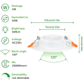 Miniatyrbillede 2 af 5: 6 stk. LED indbyggede spotlights ekstra flade runde ultra tynde varme hvide 2700K 230V indbyggede loftslamper til badeværelse køkken stue gang