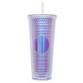Miniatyrbild 1 av 5: 710 ml plastkopp med lock och sugrör, återanvändbar iskaffe-mugg, smoothie-mugg, transparent lasermugg