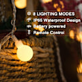 Miniatyrbild 4 av 5: 33ft 100st LED Ball Light String Batteridriven, 8 lägen, med Warm White