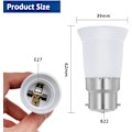 Miniatyrbilde 2 av 5: B22 til E27 Adapter Socket for Led Bulb, AC 230V, Konverteringsadaptere for å bytte fra B22 til E27, Skru inn bajonettfatning, Pakke med 6 | JUNJUN