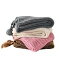 Miniatyrbilde 6 av 6: Pledd, myk strikket ullpledd, frynser, boho-pledd
