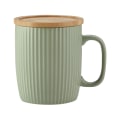 Miniatyrbilde 1 av 5: 400 ml keramisk krus med vertikale striper er friskt og enkelt. Frokostkrus med vertikale striper og lokk. Kontorkaffe- og vannkrus.