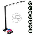 Pikkukuva 1 / 7: LED-pöytävalaisin, himmennettävä pöytävalaisin 6 W:n langattomalla latauksella ja USB:llä