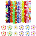 Pikkukuva 1 / 5: 24 kappaletta trooppisia havaijilaisia kaulakoruja, havaijilainen kukkakaulakoru, havaijilainen kaulakoru, 12 kukkakaulakorun sarja 12 plumeria-kukkapannalla, varten