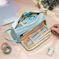 Miniatyrbillede 4 af 5: Etui, stor kapacitet 2 rum penneetuier, unisex pennetui, pennepose, penneetui, skoleartikler, penneetui med bæretaske