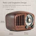 Miniatyrbild 2 av 5: FM Klassisk Trä Retro Radio Liten, Bärbar Radio med Bluetooth Högtalare, Nostalgi Radio med AUX/SD Funktion, 1100mAh Laddningsbart Batteri. (Valnöt)