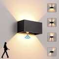 Miniatyrbild 1 av 5: Inomhus/utomhus vägglampa med rörelsesensor, modern 24W LED vägglampa, vattentät IP65 väggbelysning 3000K varmvit, vägglampor med justerbar