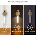 Miniatyrbillede 4 af 5: Sæt med 2 LED-trappelamper Bevægelsessensor Batteri Indendørs Træ Natlys USB Genopladelig Bærbar Trådløs Magnetisk Skab Lys Væglampe Baby Barn
