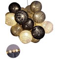 Miniatyrbillede 2 af 7: Bomuldsbold Lyskæde - 3,8M 20 LED Kugle Lyskæder med S