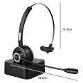 Miniatyrbillede 2 af 8: Bluetooth-headset med mikrofon, PC-headset med AI-støjreduktion, trådløst headset med ladestation til callcentre, computere, mobil