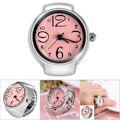 Miniatyrbillede 1 af 2: 1 stk. Moderigtigt dame- og herre-ur i kvartsanalogt rundt fingerring-design (rosa)