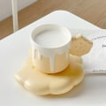 Pikkukuva 4 / 5: Luovat ja söpöt keksimuotoiset muki- ja alusastiasetit, keraaminen kahvimuki toimistoon ja kotiin, 7,4 unssia/220 ml teelle, lattelle ja maidolle