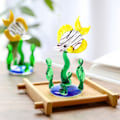 Miniatyrbillede 4 af 5: Små glas miniature figurer håndblæst glas fiske tank vand græs fisk kunst ornamenter hjem bord dekoration gave