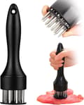 Stainless Steel Meat Tenderizer, 21 Sharp Needles, for Tenderizing Beef, Turkey, Chicken, Steak, Pork, Fish (Black) Black