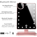 Miniatyrbilde 2 av 5: Sminkebordsspeil med lys Bluetooth Lighted Makeup Mirror Touch Screen Trådløs lydhøyttaler Dimbart lys Avtakbar 10X