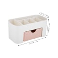 Miniatyrbillede 5 af 5: Multifunktionel skrivebordsarrangør skuffe stationær holder makeup opbevaringsboks hjem pink