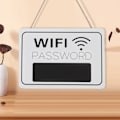 Miniatyrbild 3 av 8: Högkvalitativ, kraftig WiFi-lösenordsskylt, tillverkad av nödställt, väderbitet trä för tidlös charm, funktionell inredning som förhöjer alla