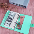 Miniatyrbild 6 av 7: A6 PU Läder Notebook Pärm Återfyllbar 6 Ring Pärm för A6 Light Green