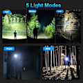 Miniatyrbillede 4 af 5: USB Genopladelig LED Lommelygte Ultra Kraftig 3000 Lumen CREE XHP50 Lommelygte, 5 Tilstande IP65 Vandtæt Militær Zoomable til Camping Vandring
