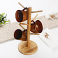 Miniatyrbild 5 av 8: Robust Muggtorkare i Trä, Mugghållare i Bambu för Kaffekoppar, Roterbar Mugghållare med Elegant och Vacker Design, Håller Bordet Rent
