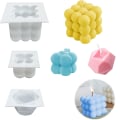 Miniatyrbillede 1 af 5: 3 stk. silikone stearinlysforme, MaehSab 3D boblekube stearinlys