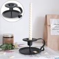 Miniatyrbild 4 av 7: Retro Iron Candelabrum Simple Black Ljusstake Hållare Taper Ca Black 4 Pcs