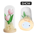 Miniatyrbillede 3 af 7: Oplyste tulipaner i glaskuppel Kunstig LED-tulipan Blomsternattlys til mors dag