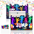Miniatyrbilde 1 av 8: Hoppfest-invitasjonskort, 12 fargerike bursdagsinvitasjonskort for barn med 12 konvolutter Hopp Trampoline Premium Postkort for jenter gutter
