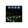 Miniatyrbillede 3 af 5: Sæt med 6 solcelledrevne LED-spotlights indbygget i jorden - Rund - Diameter: 85 mm - Udendørs modstandsdygtig over for basen - Rustfrit stål front - 6 sol