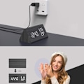 Miniatyrbild 7 av 8: Digital väckarklocka med träelektronisk LED-tidsvisning,