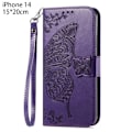Miniatyrbillede 2 af 5: PU Læder Stativ Kortholder Strap Flip Cover til iPhone 14