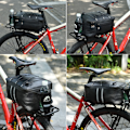 Miniatyrbillede 3 af 3: ROCKBROS Cykel Bagagebærer Taske Cykel Taske Bagage Transport Taske Bagage Taske Vandafvisende Sort Foldbar Sidetasker 9-12L med Regnbetræk